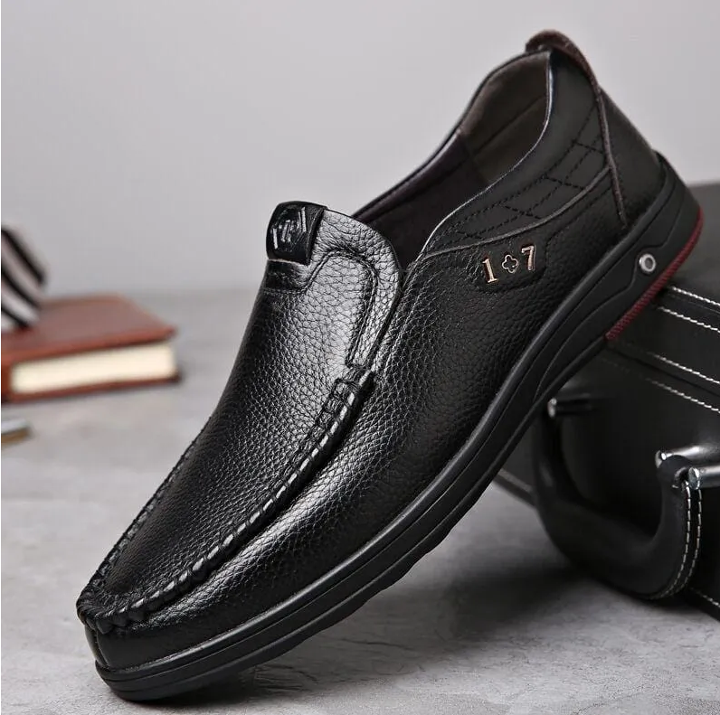 Men's Genuine Leather Slip-On Loafers — Business Casual Comfort Shoes | Warehouse Clearance $29.9 — Ships Today