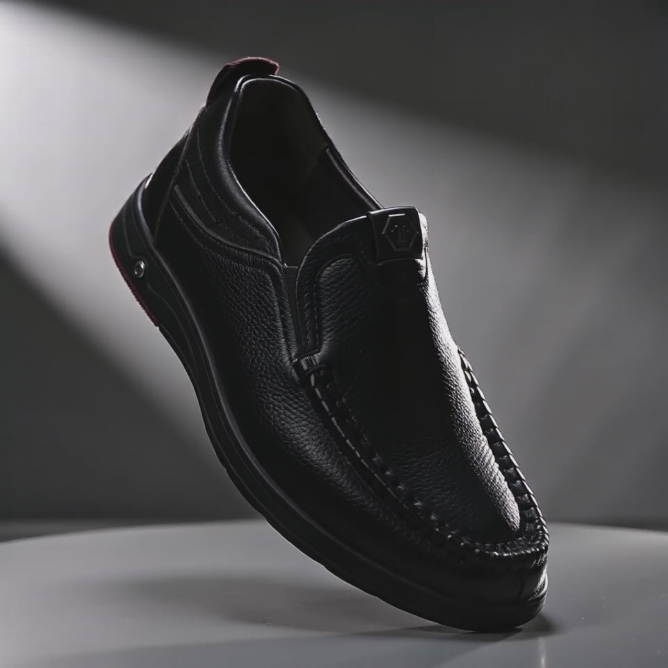 Men's Genuine Leather Slip-On Loafers — Business Casual Comfort Shoes | Warehouse Clearance $29.9 — Ships Today